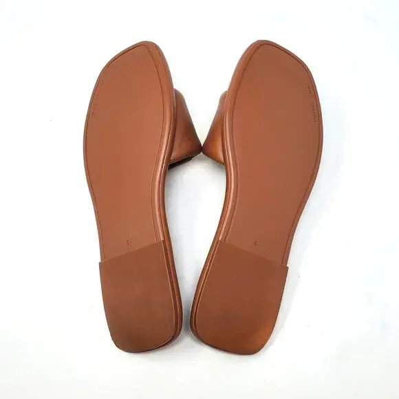 Tory Burch Double T Sport Slide Sandal Leather Bourbon Miele Gold 79985 Size 8.5 - Picture 8 of 10